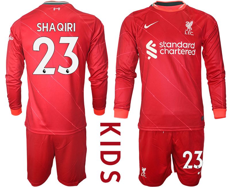 Youth 2021-2022 Club Liverpool home red Long Sleeve #23 Soccer Jersey->youth soccer jersey->Youth Jersey